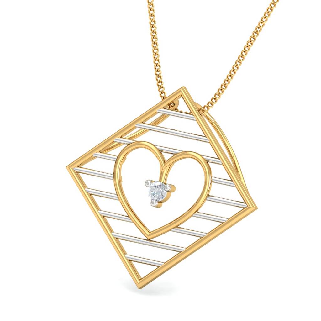 KuberBox 18K Yellow Gold Framed Heart Pendant