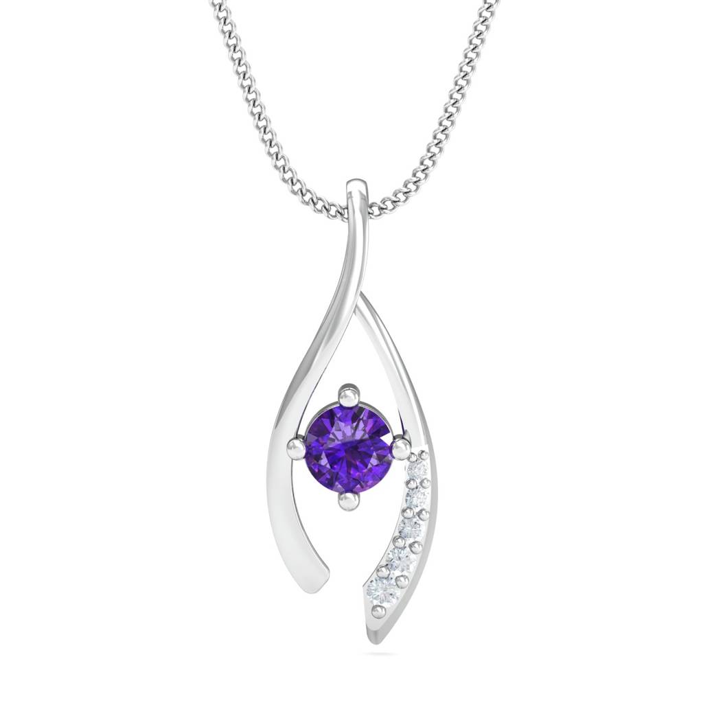 KuberBox 18K White Gold Mirari Amethyst Pendant