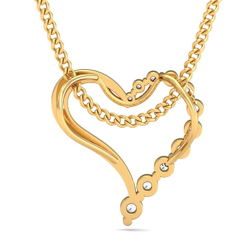 KuberBox 18K Yellow Gold Alise Diamond Heart Pendant