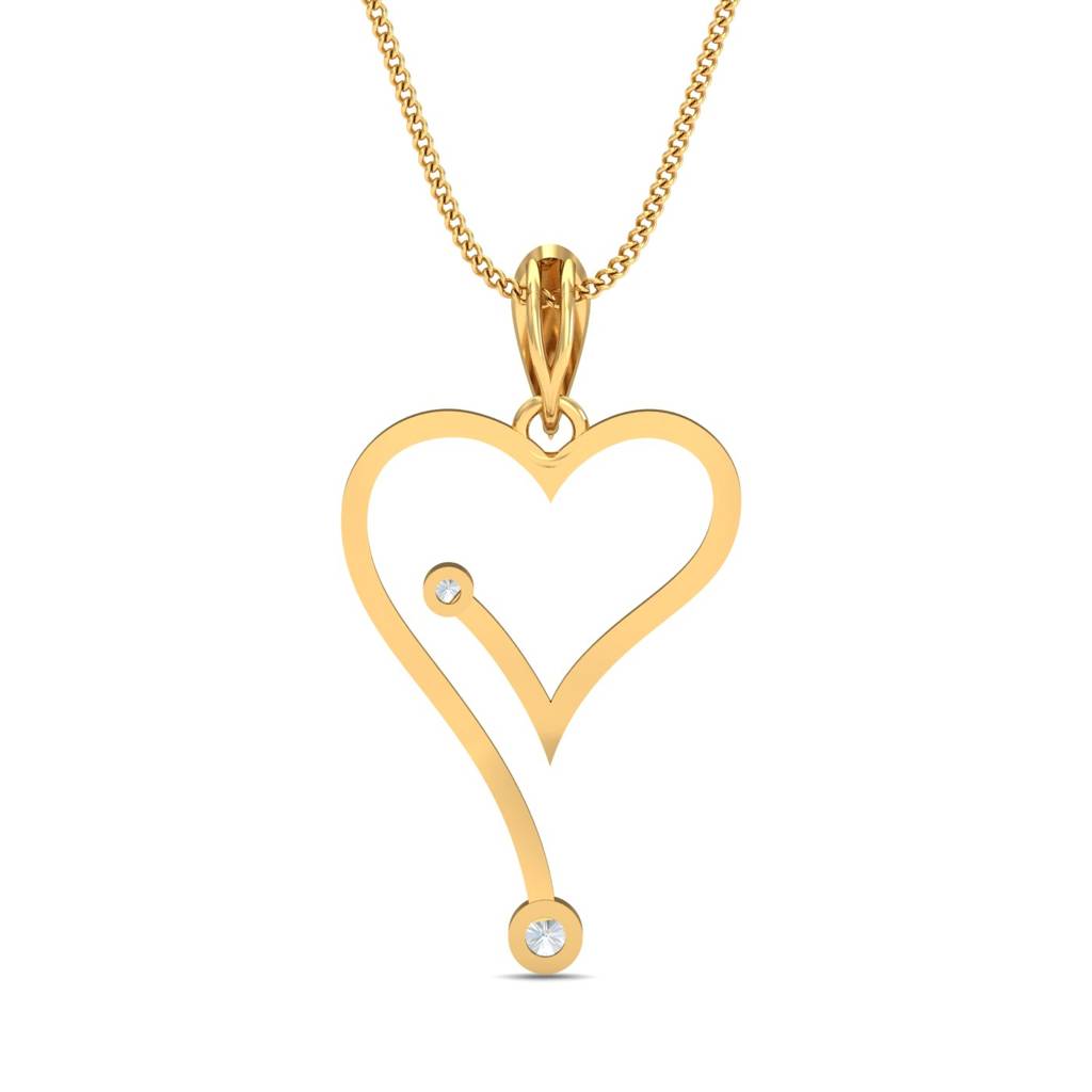 KuberBox 18K Yellow Gold Modern Era Heart Pendant