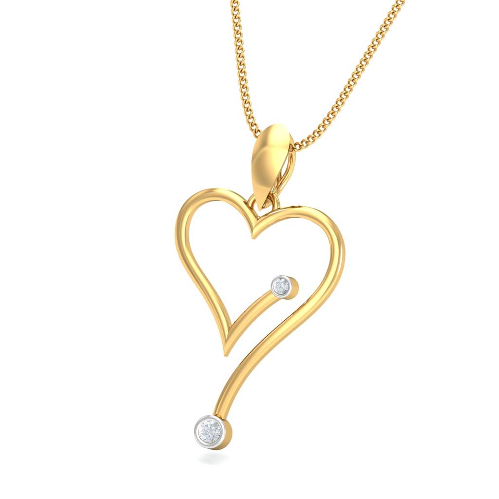 KuberBox 18K Yellow Gold Modern Era Heart Pendant