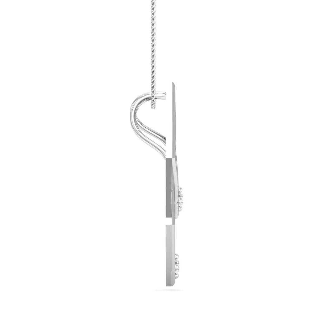 KuberBox 18K White Gold Sparky Square Pendant