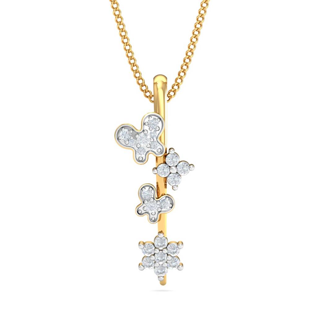 KuberBox 18K Yellow Gold Feminine Fluttery Pendant