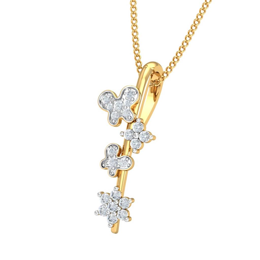 KuberBox 18K Yellow Gold Feminine Fluttery Pendant