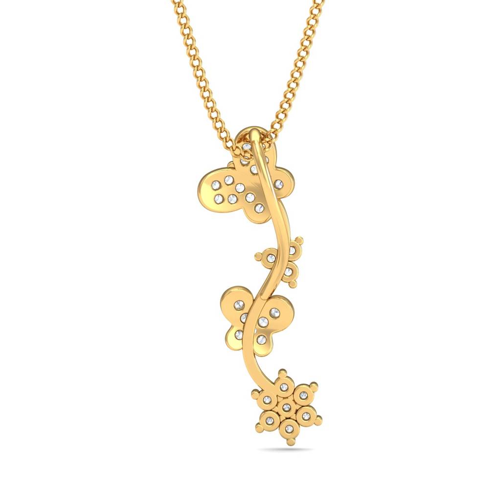 KuberBox 18K Yellow Gold Flutter & Floral Pendant