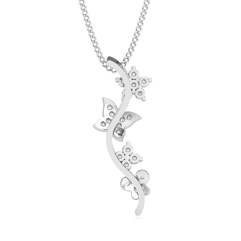 KuberBox 18K White Gold Flutter & Floral Pendant