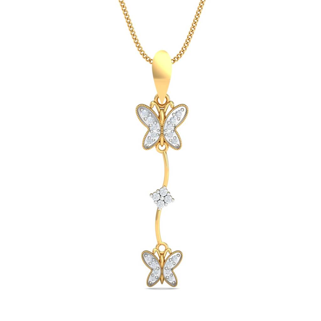 KuberBox 18K Yellow Gold Double Butterfly Pendant