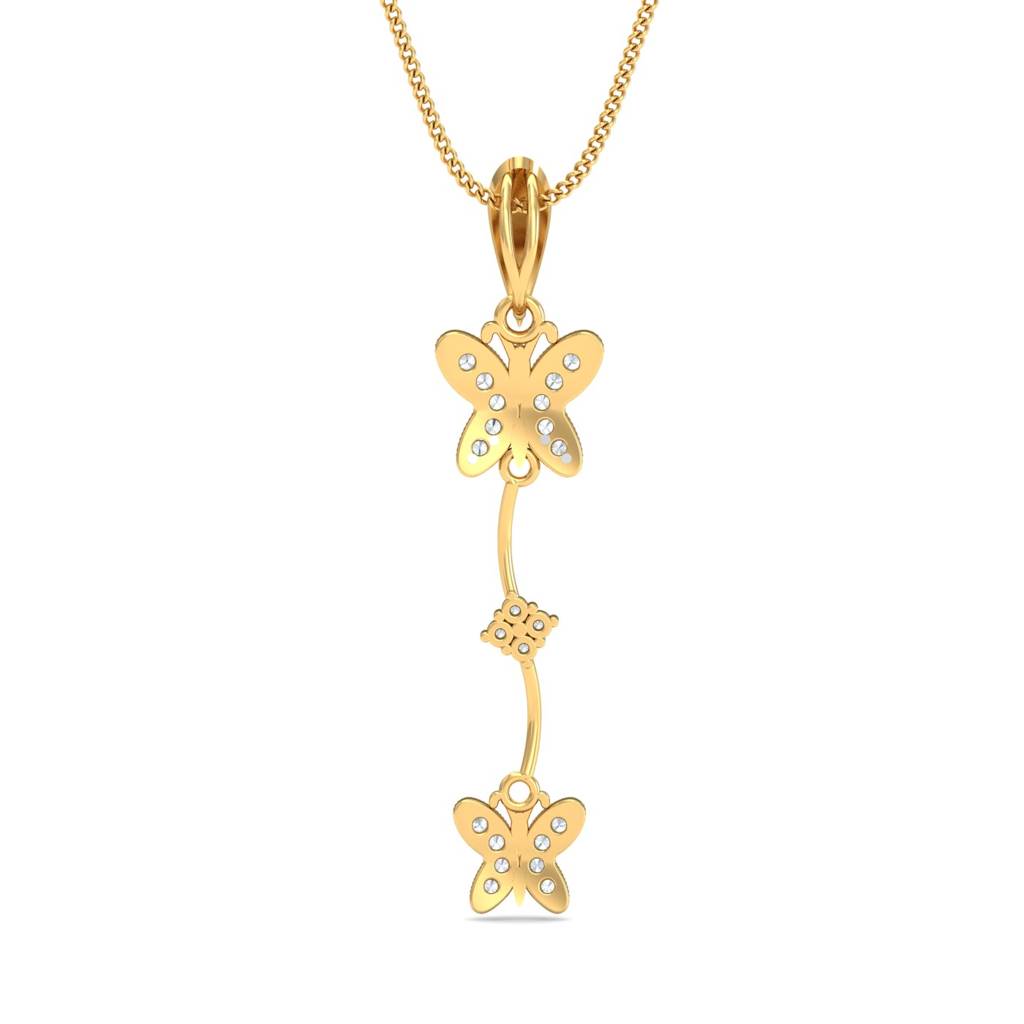 KuberBox 18K Yellow Gold Double Butterfly Pendant