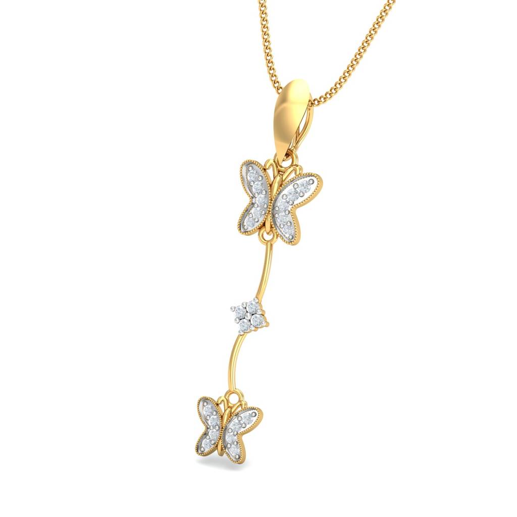 KuberBox 18K Yellow Gold Double Butterfly Pendant