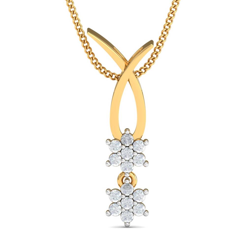 KuberBox 18K Yellow Gold Double Spark Pendant