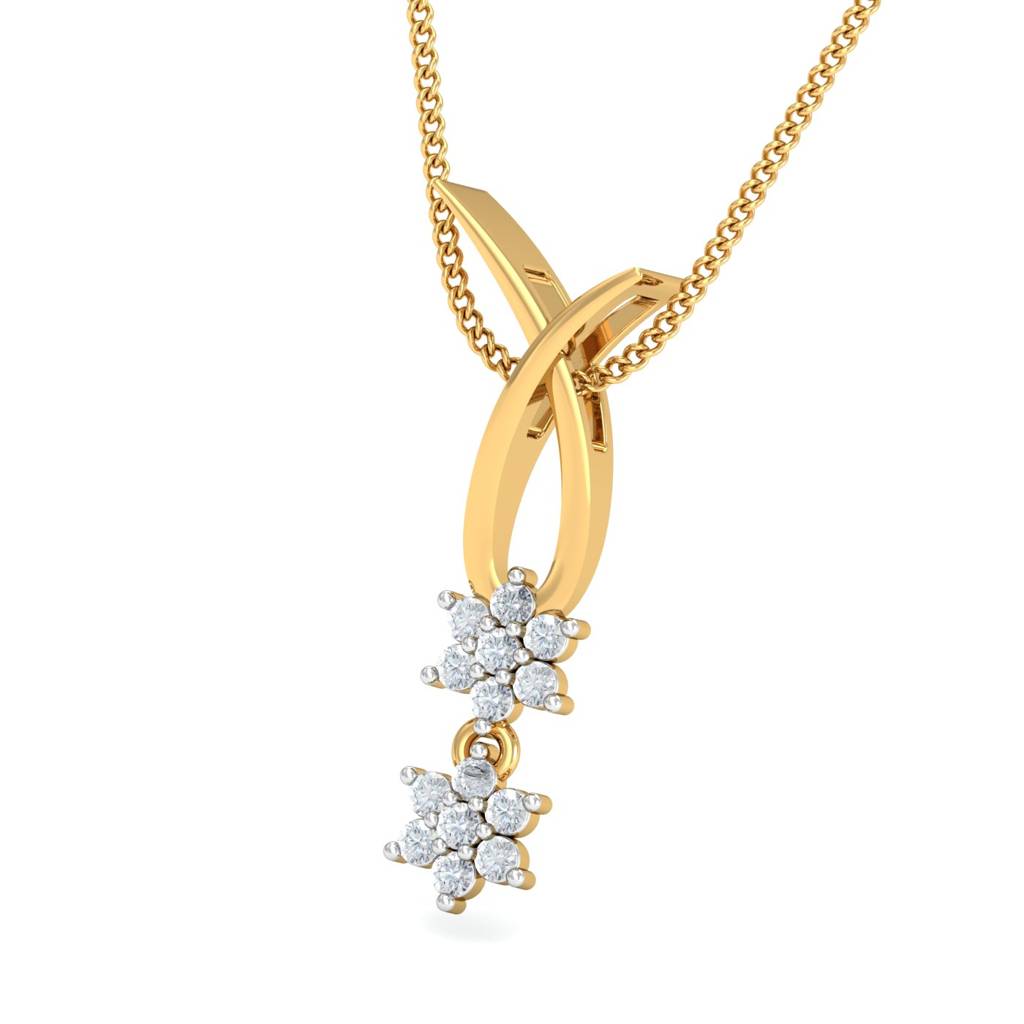 KuberBox 18K Yellow Gold Double Spark Pendant