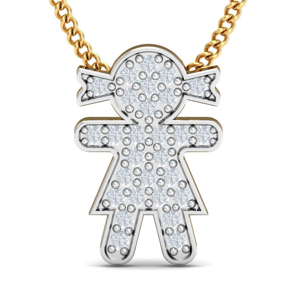 KuberBox 18K Yellow Gold Cute Dolly Pendant