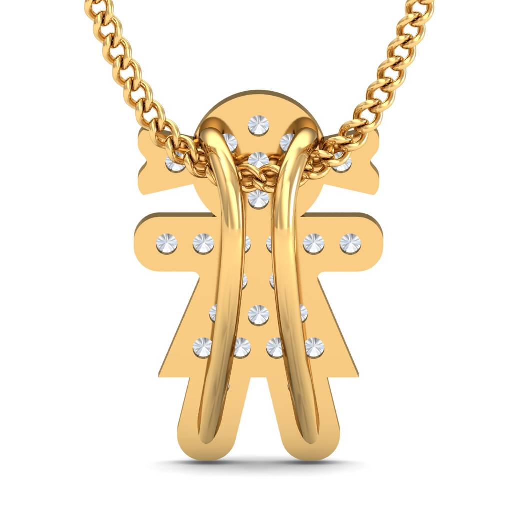 KuberBox 18K Yellow Gold Cute Dolly Pendant