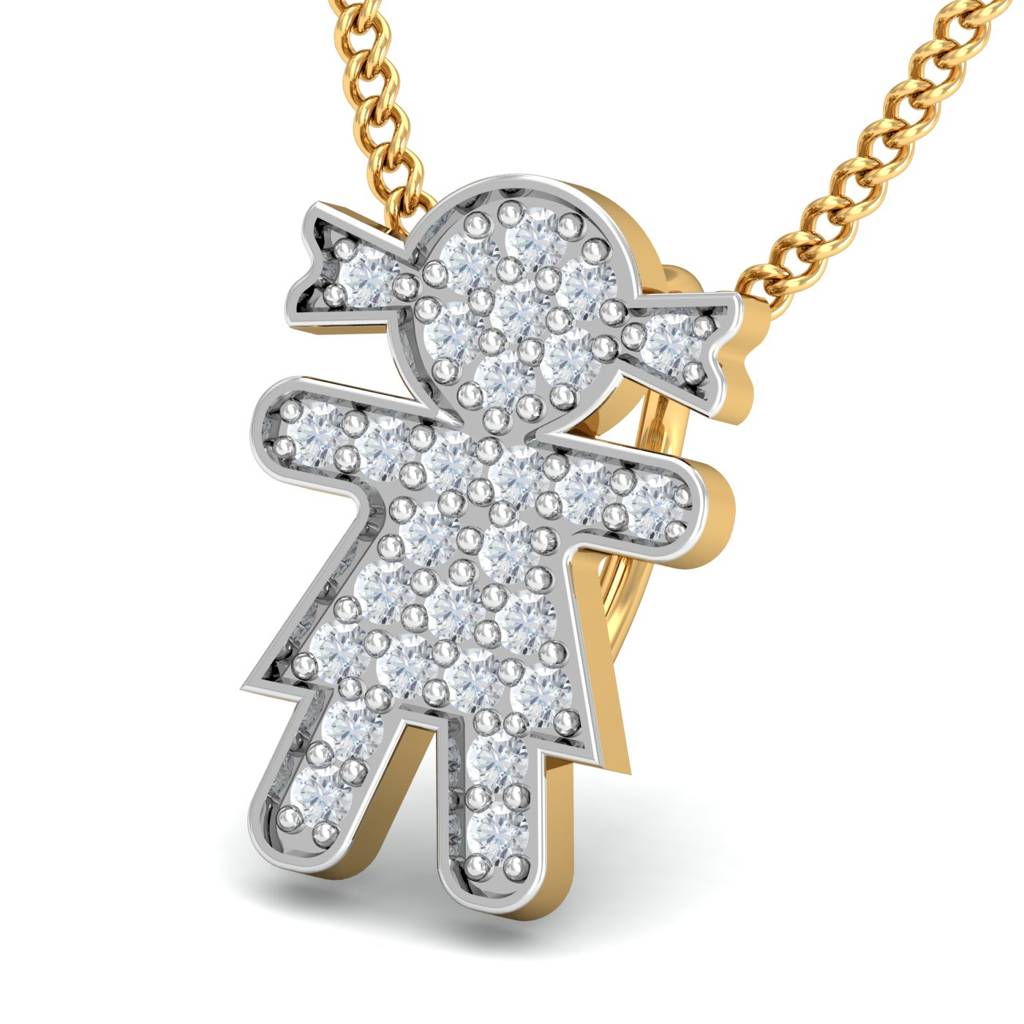 KuberBox 18K Yellow Gold Cute Dolly Pendant