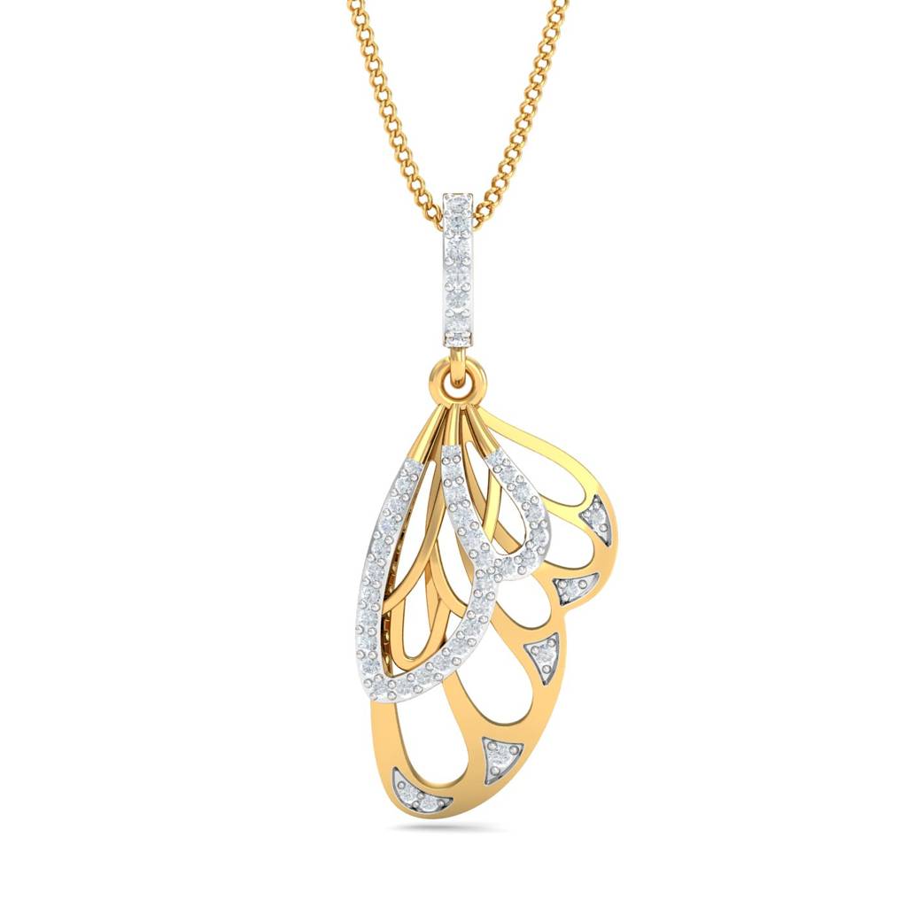 KuberBox 18K Yellow Gold Butterfly Wing Pendant