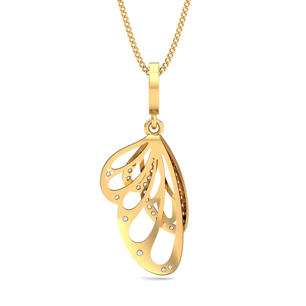 KuberBox 18K Yellow Gold Butterfly Wing Pendant