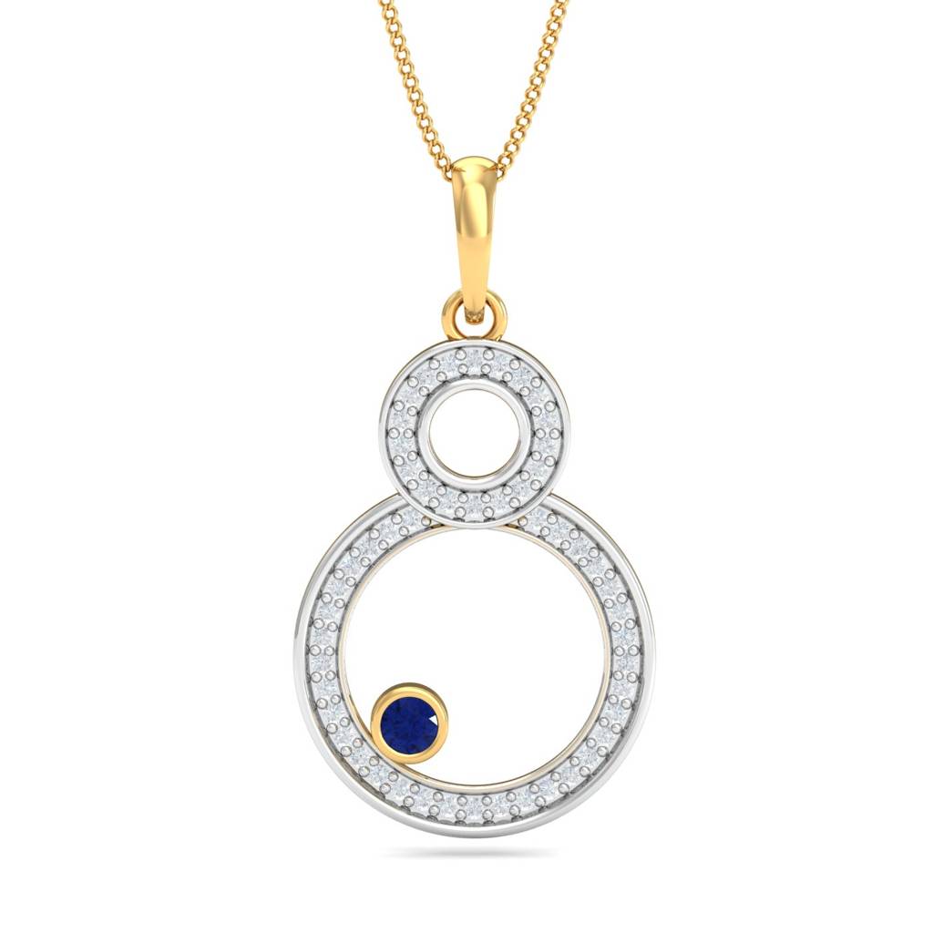 KuberBox 18K Yellow Gold Studded Eight Pendant