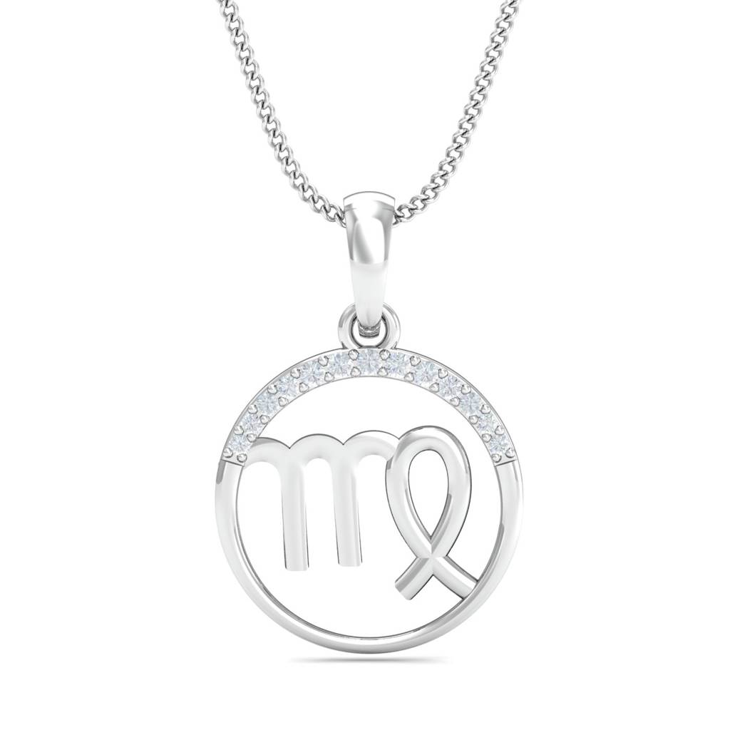 KuberBox 18K White Gold Virgo Zodiac Gold Pendant