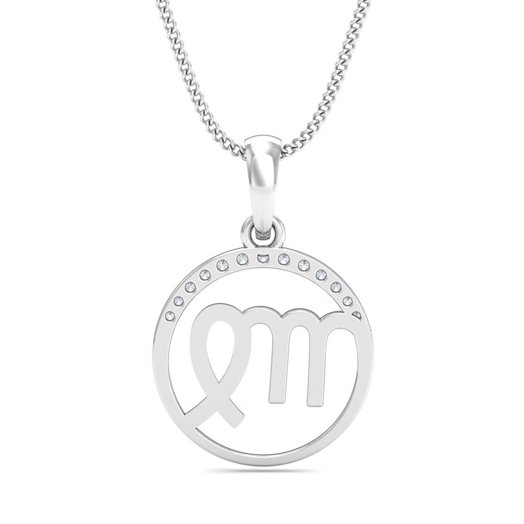 KuberBox 18K White Gold Virgo Zodiac Gold Pendant