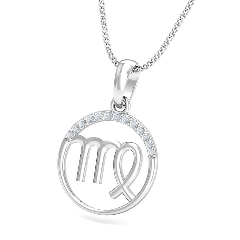 KuberBox 18K White Gold Virgo Zodiac Gold Pendant