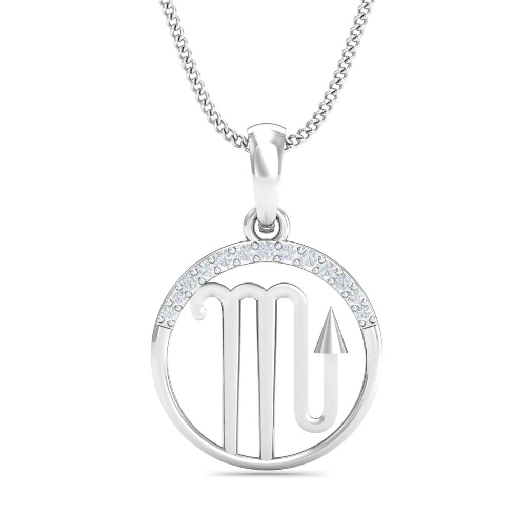 KuberBox 18K White Gold Scorpio Zodiac Gold Pendant