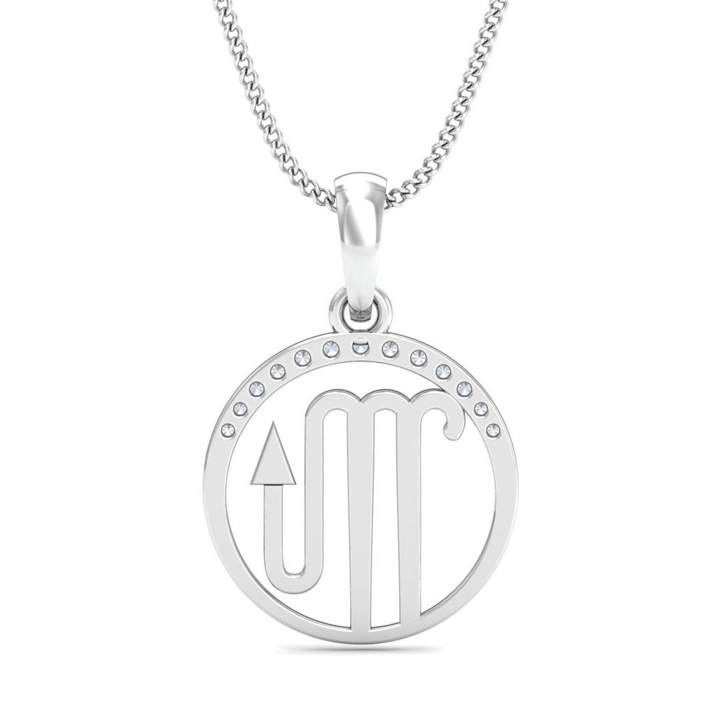 KuberBox 18K White Gold Scorpio Zodiac Gold Pendant