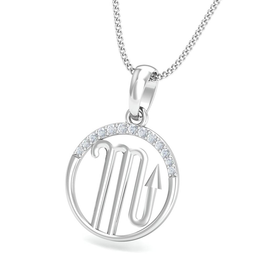 KuberBox 18K White Gold Scorpio Zodiac Gold Pendant