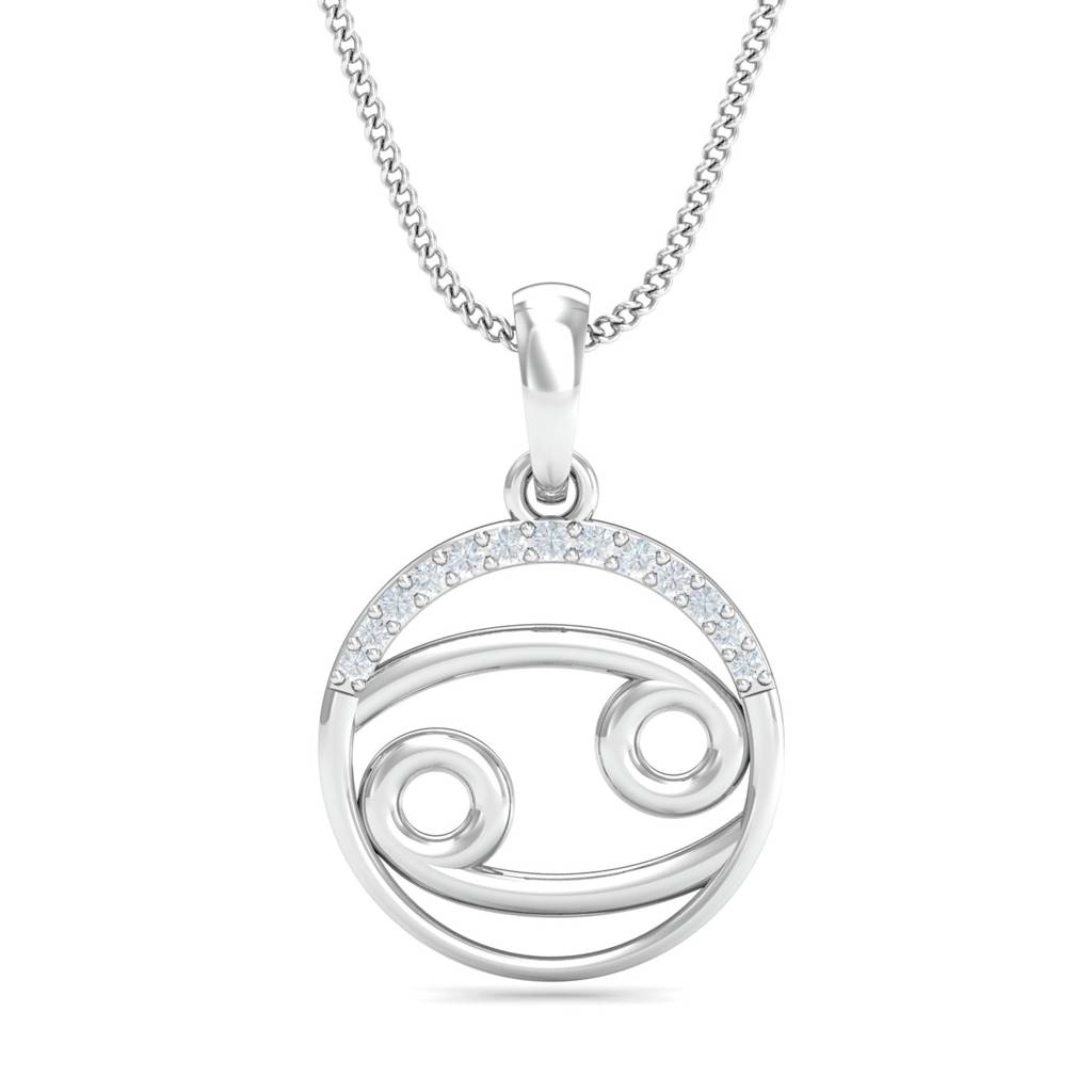 KuberBox 18K White Gold Cancer Zodiac Gold Pendant