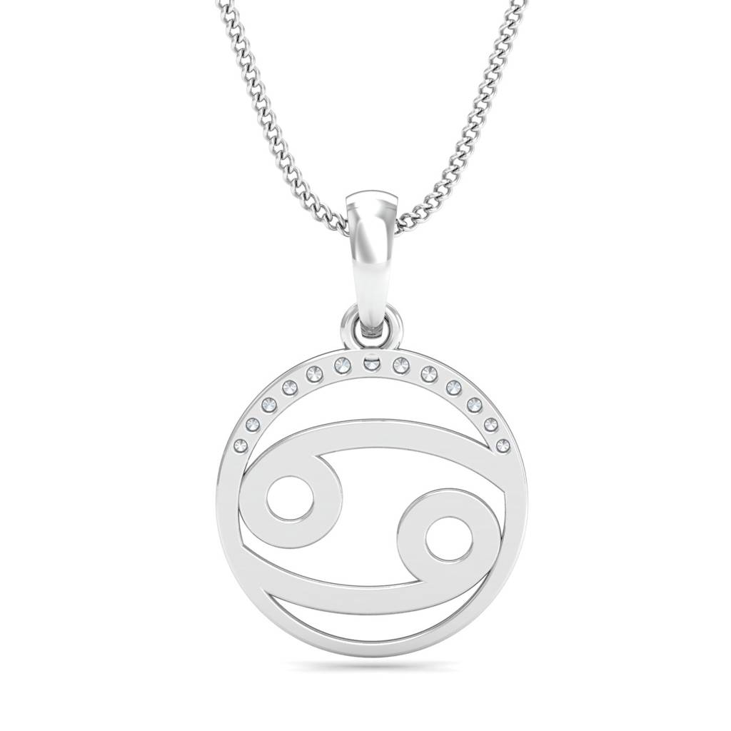 KuberBox 18K White Gold Cancer Zodiac Gold Pendant