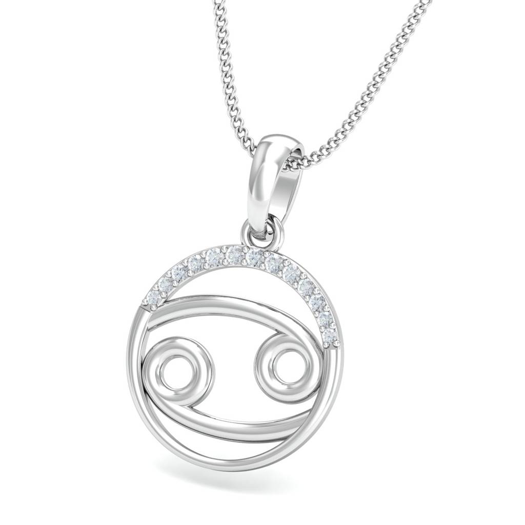 KuberBox 18K White Gold Cancer Zodiac Gold Pendant