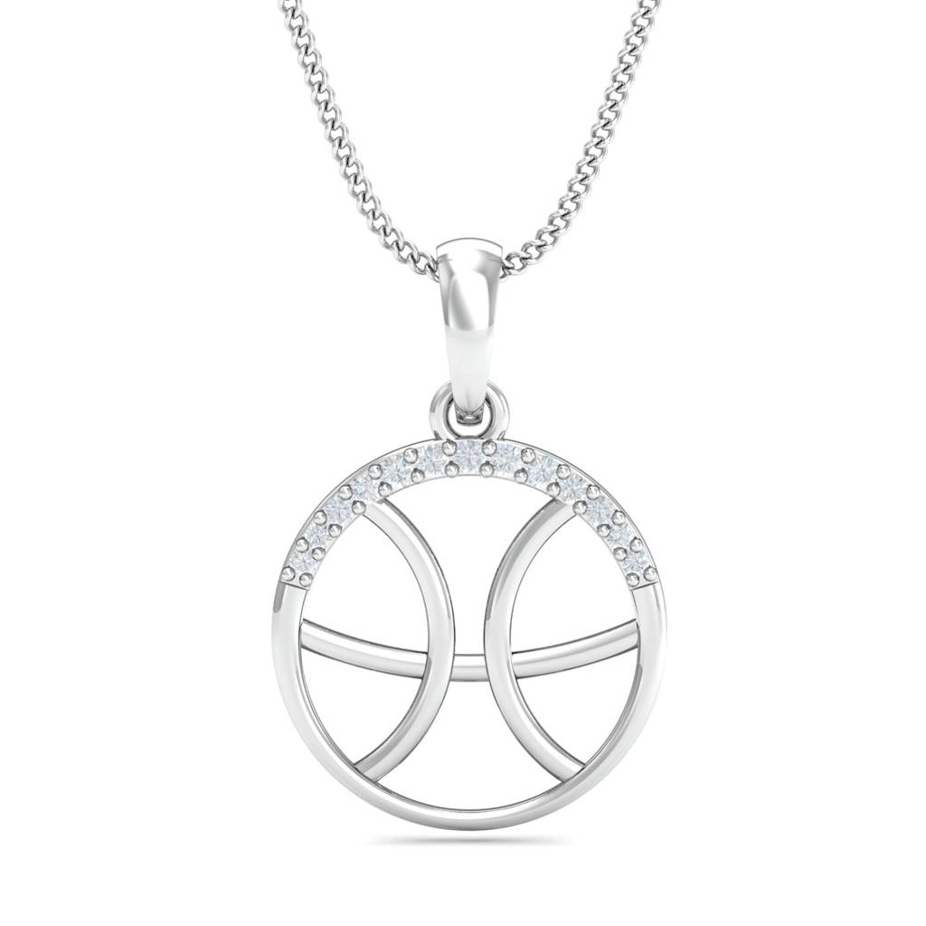 KuberBox 18K White Gold Pisces Zodiac Gold Pendant