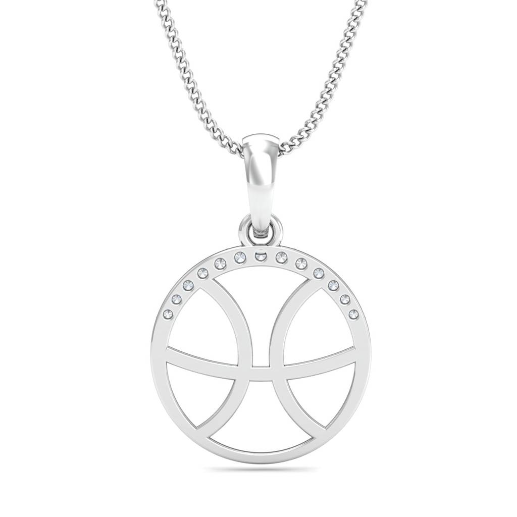 KuberBox 18K White Gold Pisces Zodiac Gold Pendant