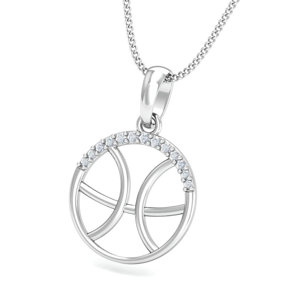 KuberBox 18K White Gold Pisces Zodiac Gold Pendant