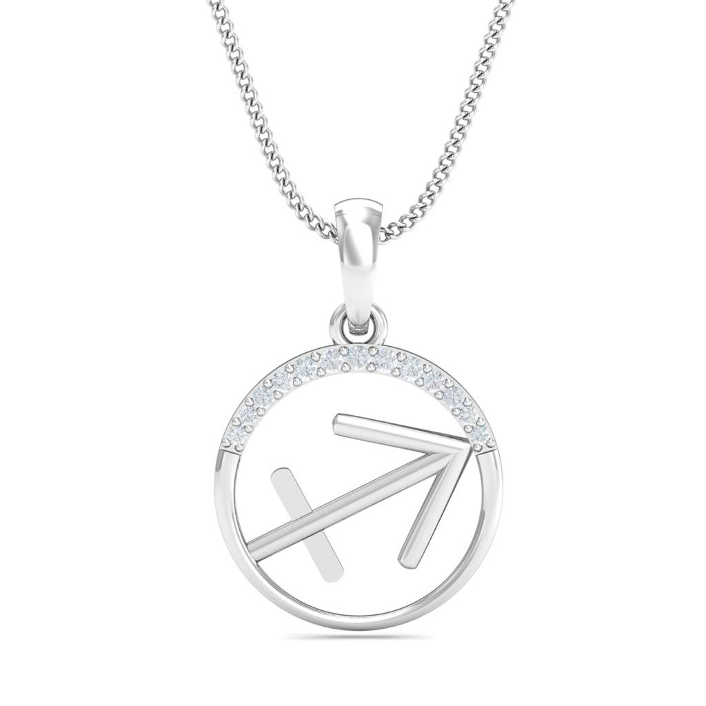 KuberBox 18K White Gold Sagittarius Zodiac Gold Pendant