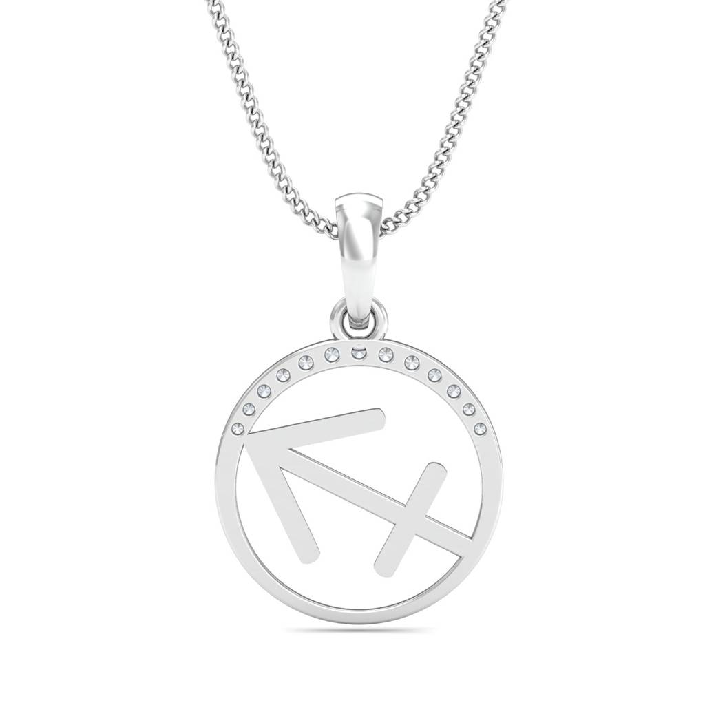 KuberBox 18K White Gold Sagittarius Zodiac Gold Pendant