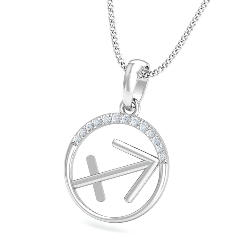 KuberBox 18K White Gold Sagittarius Zodiac Gold Pendant