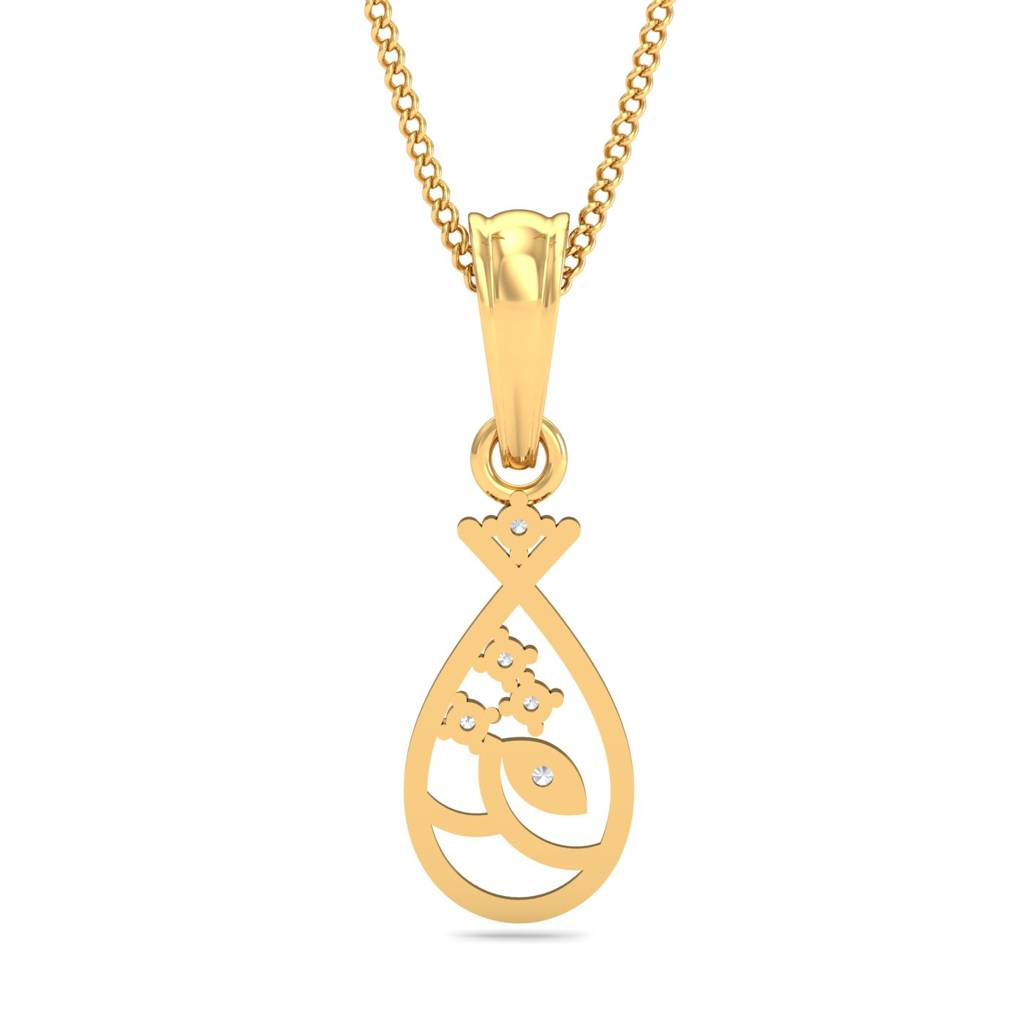 KuberBox 18K Yellow Gold Glowing Fish Pendant