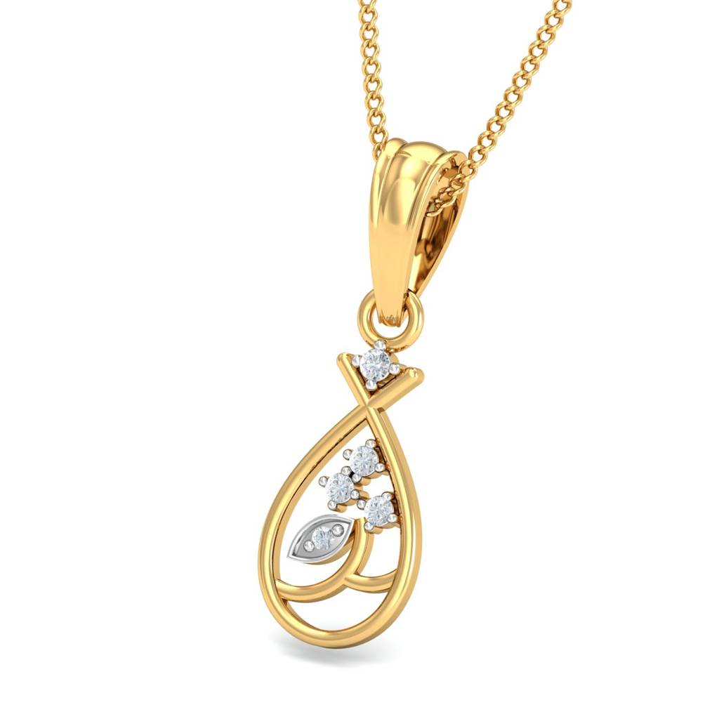 KuberBox 18K Yellow Gold Glowing Fish Pendant