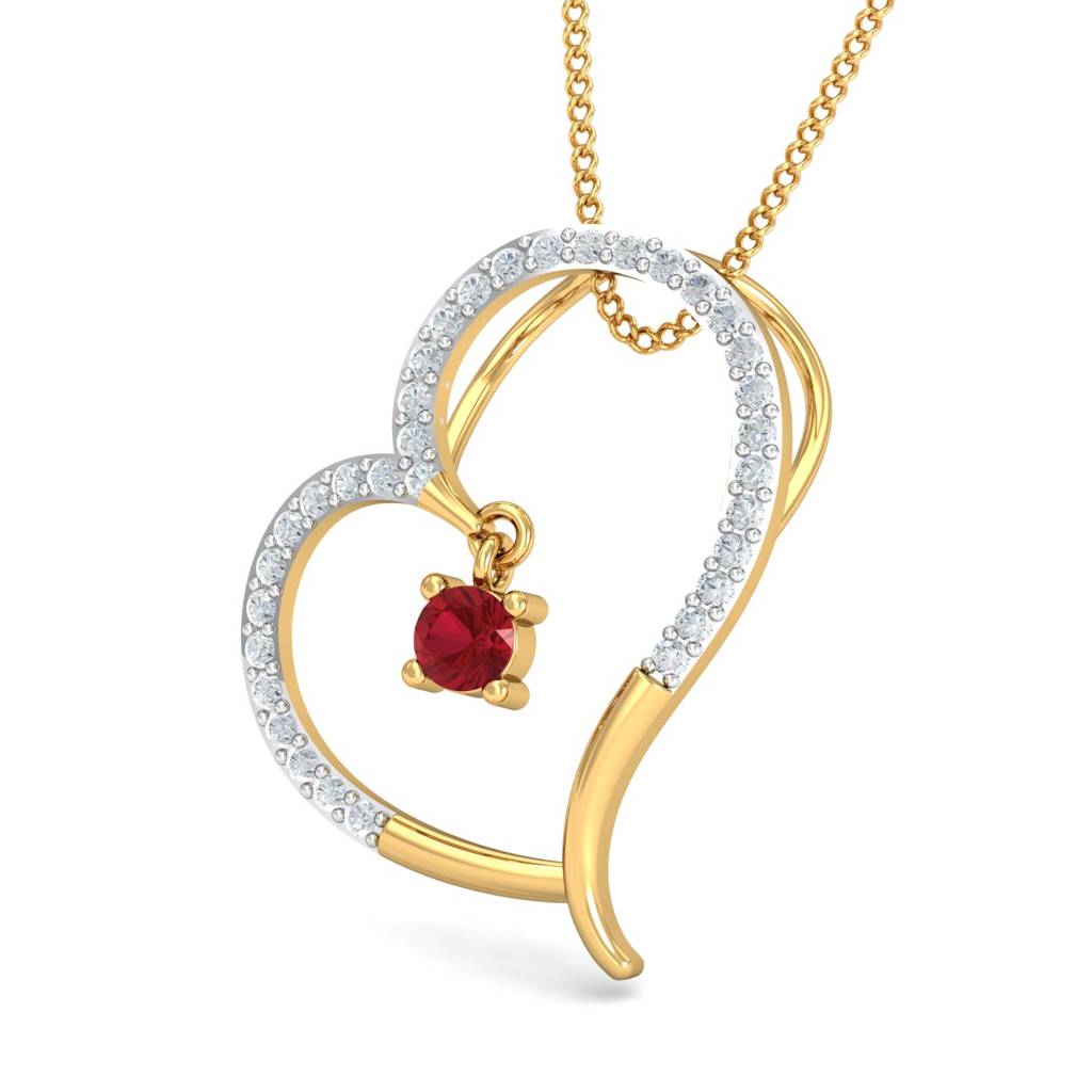 KuberBox 18K Yellow Gold Adla Ruby Pendant