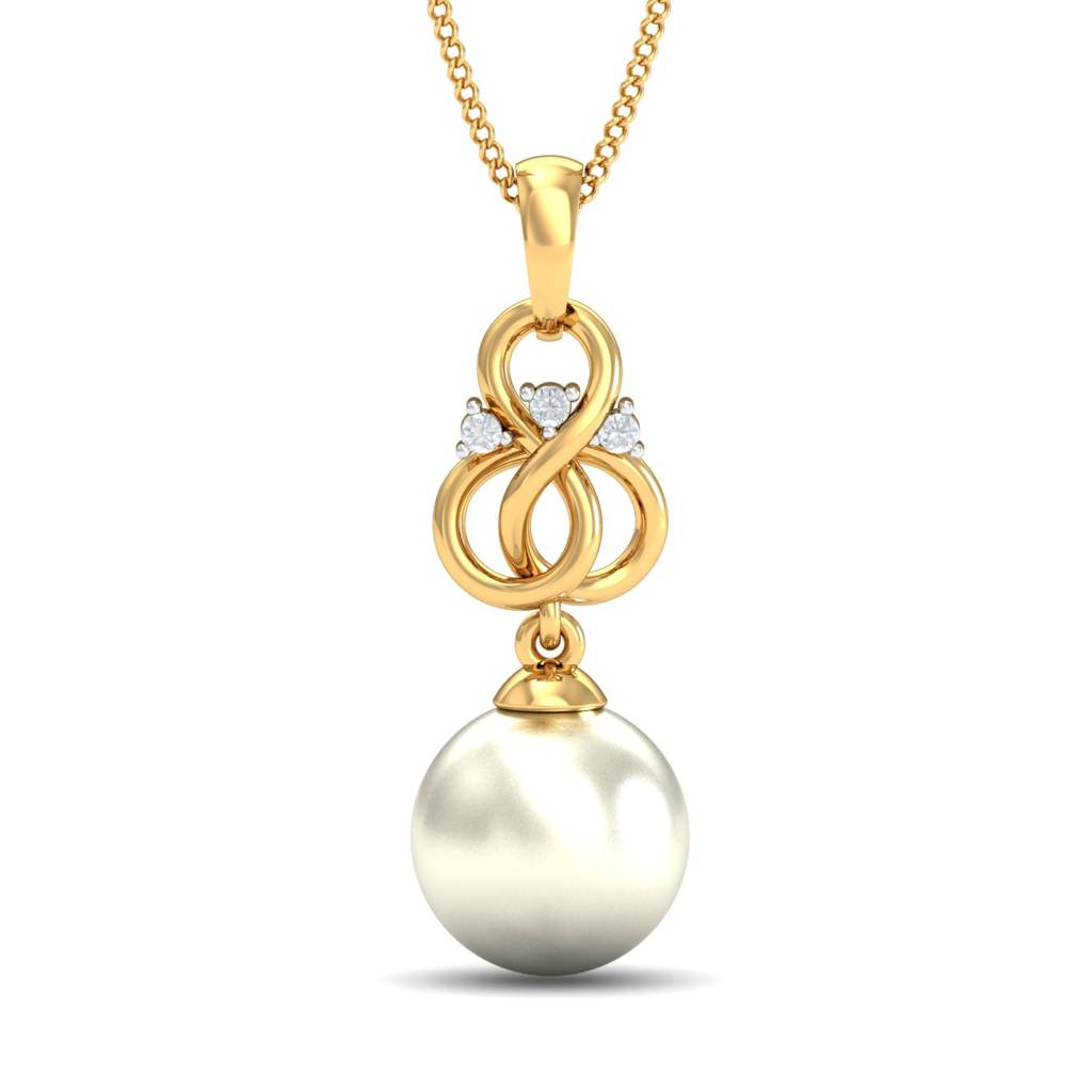 KuberBox 18K Yellow Gold Atiya Dangly Pearl Pendant