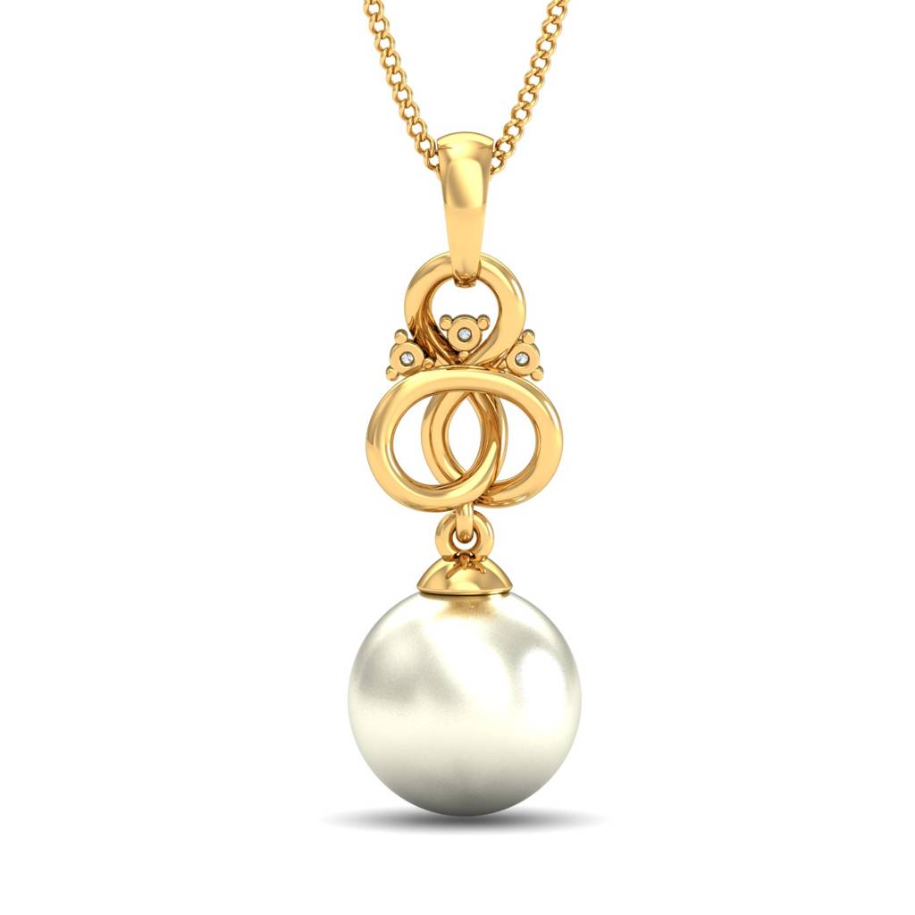 KuberBox 18K Yellow Gold Atiya Dangly Pearl Pendant