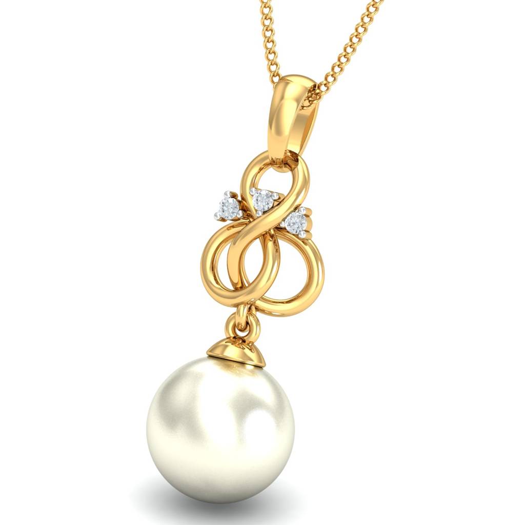 KuberBox 18K Yellow Gold Atiya Dangly Pearl Pendant