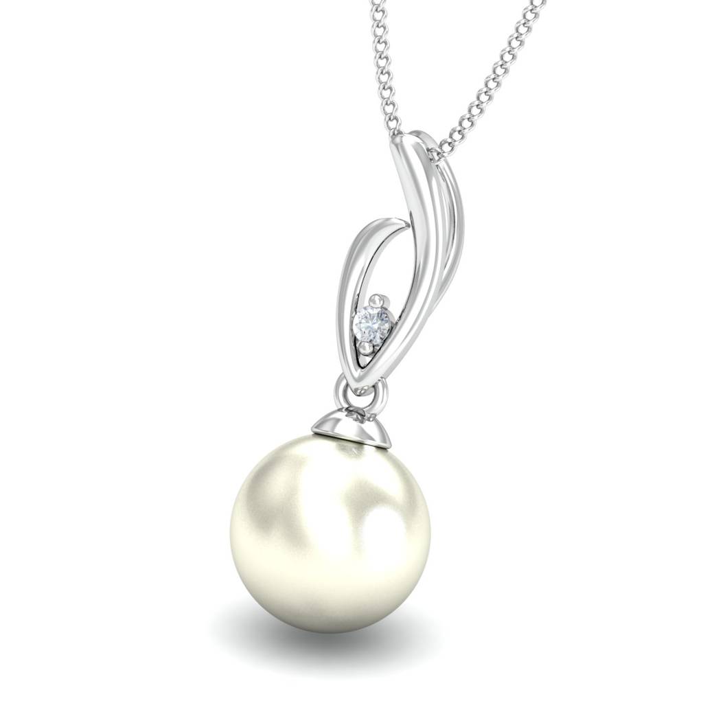 KuberBox 18K White Gold Afifa Pearl Pendant