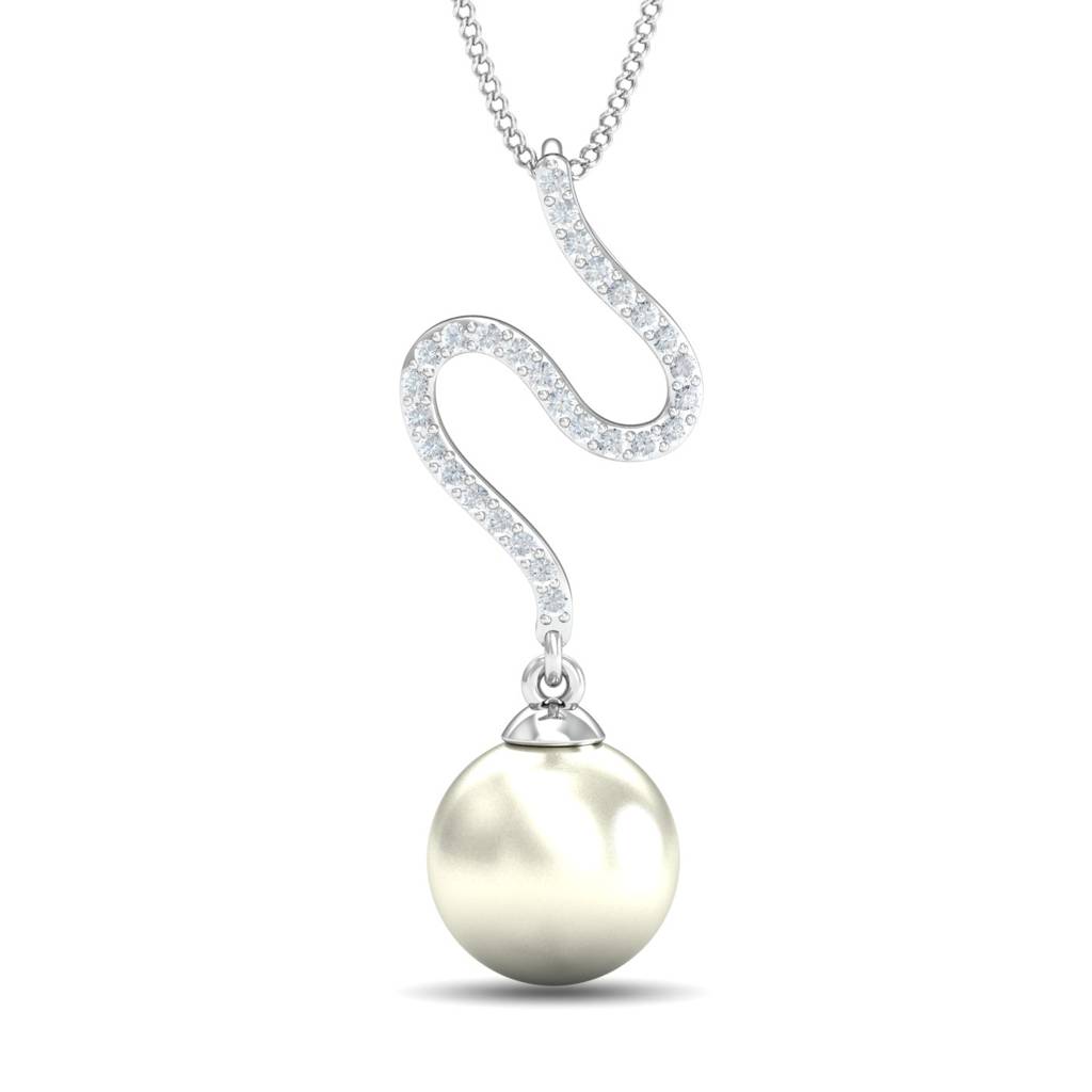 KuberBox 18K White Gold Pavla Pearl Pendant