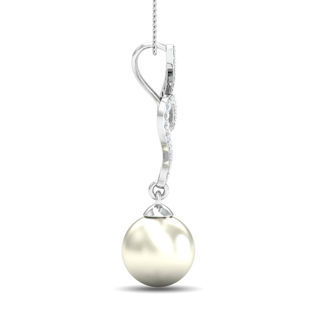 KuberBox 18K White Gold Pavla Pearl Pendant