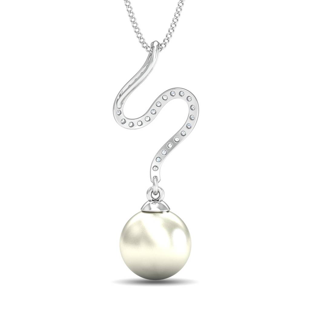 KuberBox 18K White Gold Pavla Pearl Pendant