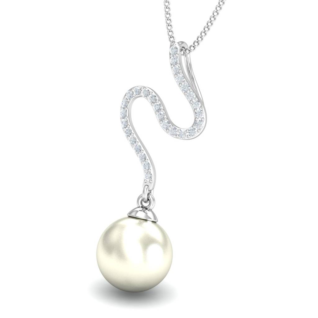 KuberBox 18K White Gold Pavla Pearl Pendant