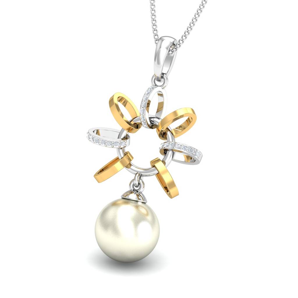 KuberBox 18K White Gold Sora's Detailed Pendant