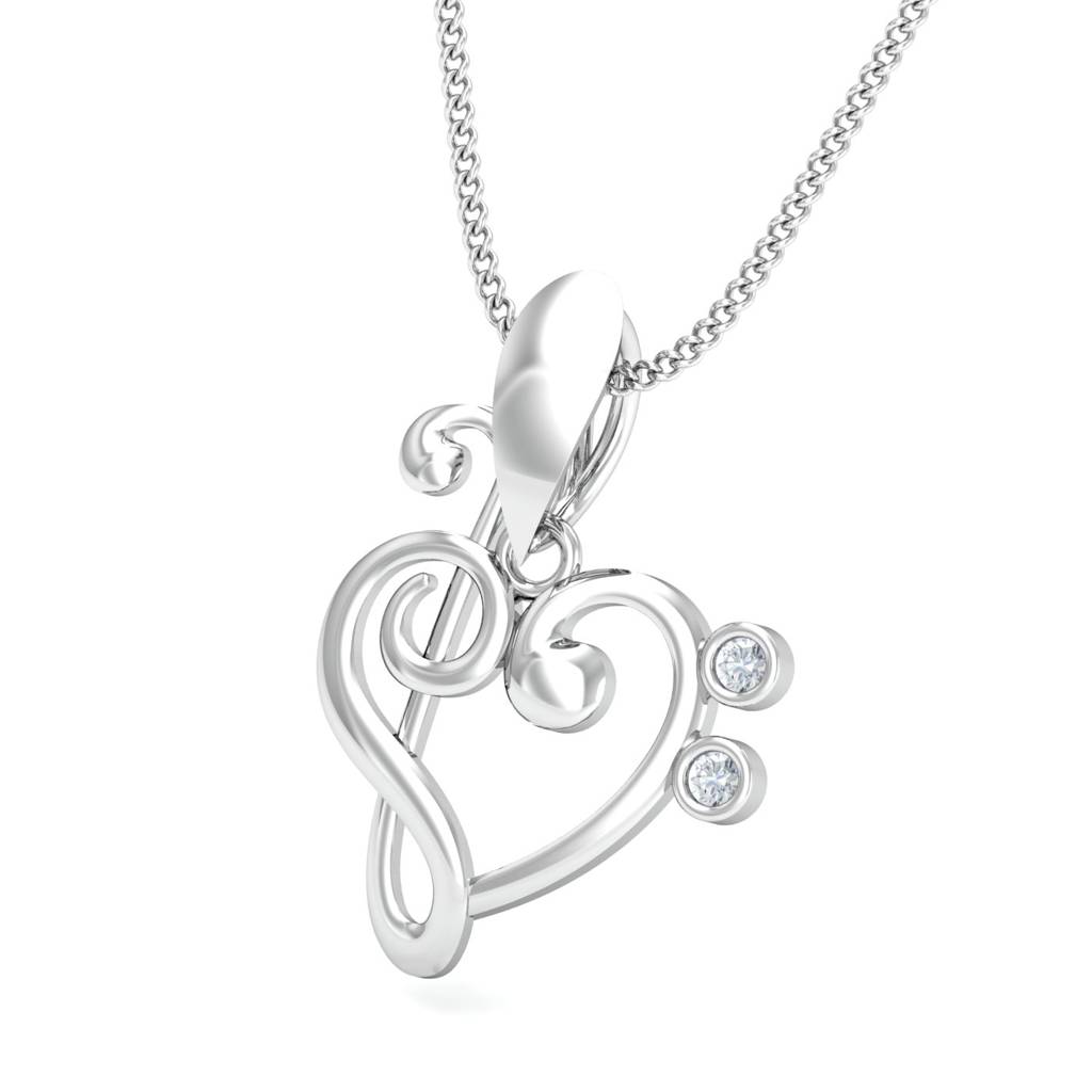 KuberBox 18K White Gold Love Music Pendant