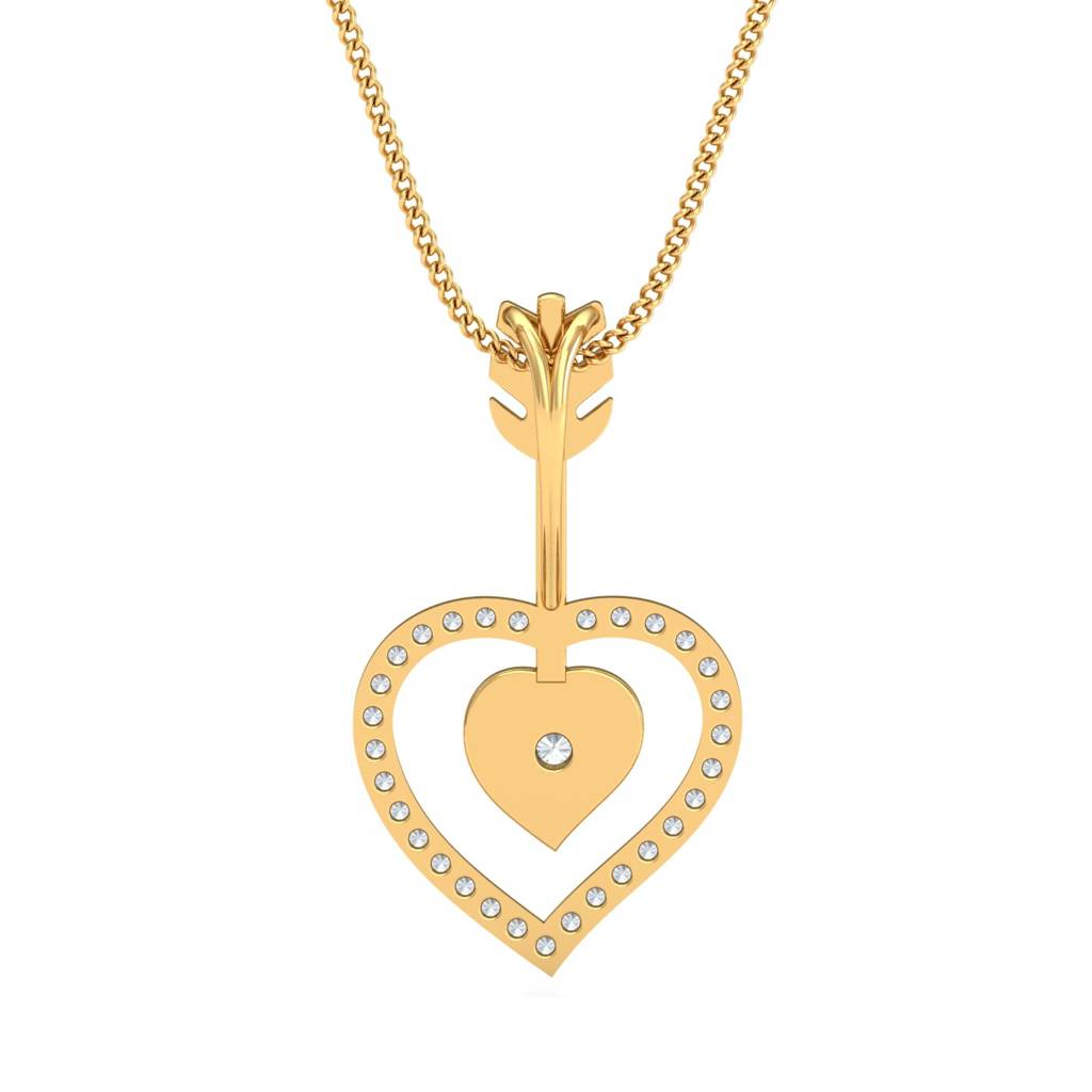 KuberBox 18K Yellow Gold Arrow-in-Heart Pendant